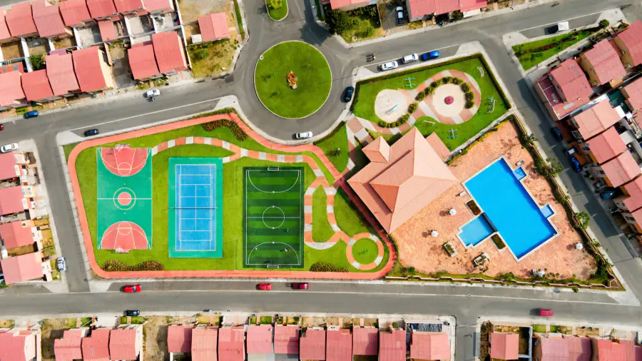 Áreas recreativas de Durán City desde el aire